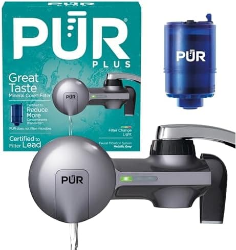 PUR PLUS Horizontal Faucet Mount Filtration System Faucet Water Filter